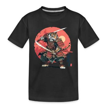 Samouraï Tigre en armure cramoisie - T-shirt bio Premium Enfant - noir - Devant