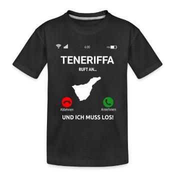 Teneriffa Ruft An Urlaub Kanaren Reise - Kinder Premium Bio T-Shirt - Schwarz - Vorne