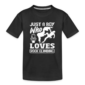 A boy who loves climbing children - Kids' Premium Organic T-Shirt - black - Front