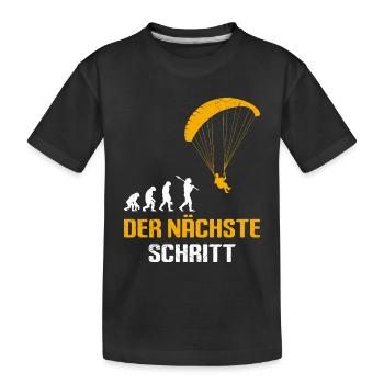 Paraglider Geschenk DER NÄCHSTE SCHRITT - Kinder Premium Bio T-Shirt - Schwarz - Vorne