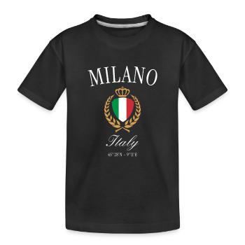 Mailand Italien Wappen Krone – Reise Souvenir - Kinder Premium Bio T-Shirt - Schwarz - Vorne