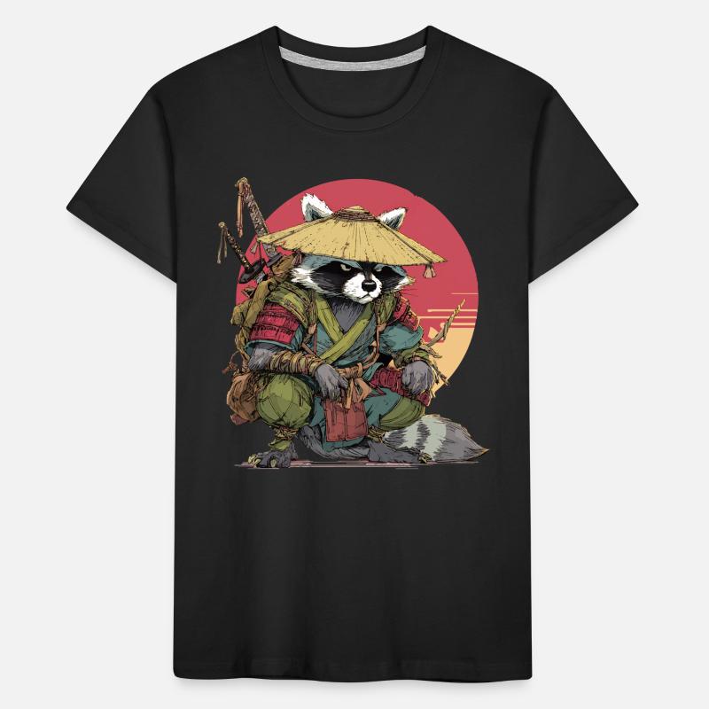 Raccoon Samurai with Straw Hat Kids' Premium Organic T-Shirt