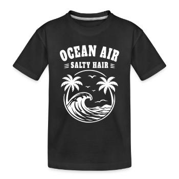 Ocean Air Salty Hair Sommer Strand Urlaub - Kinder Premium Bio T-Shirt - Schwarz - Vorne