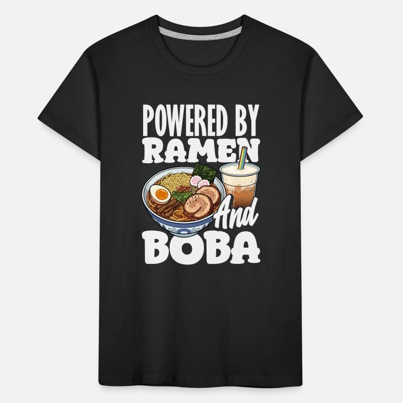 Powered By Ramen Und Boba Bubble Tea Kinder Premium Bio T-Shirt