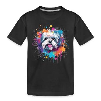 Shih Tzu Dog Splash Art coloré - T-shirt bio Premium Enfant - noir - Devant
