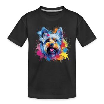 Yorkshire Terrier Dog Coloré Art éclaboussé - T-shirt bio Premium Enfant - noir - Devant