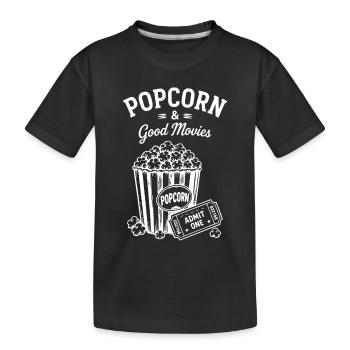 Billet de cinéma Popcorn et Good Movies - T-shirt bio Premium Enfant - noir - Devant