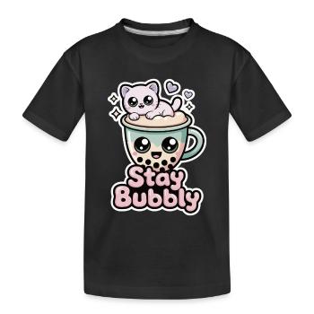 Chemise Stay Pétillante avec Chat – Chemise Bubble Tea - T-shirt bio Premium Enfant - noir - Devant