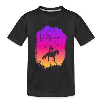 Voltigieren Nadel: Buntes Volti Sport Design - Kinder Premium Bio T-Shirt - Schwarz - Vorne