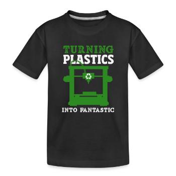 Plastik In Fantastisch Verwandeln 3D Drucker - Kinder Premium Bio T-Shirt - Schwarz - Vorne