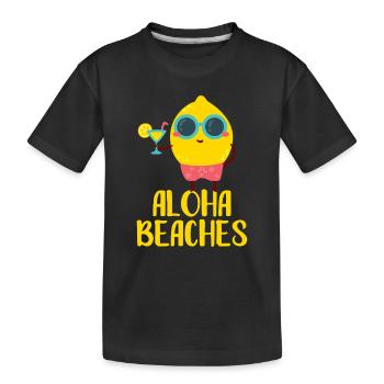 Aloha Beaches Coole Zitrone Badeurlaub Sommermotiv - Kinder Premium Bio T-Shirt - Schwarz - Vorne