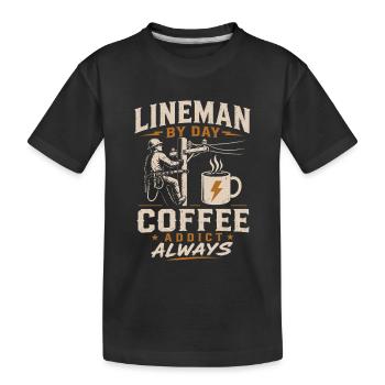 Electricity, Technician, Coffee, Cable, Work - Kids' Premium Organic T-Shirt - black - Front