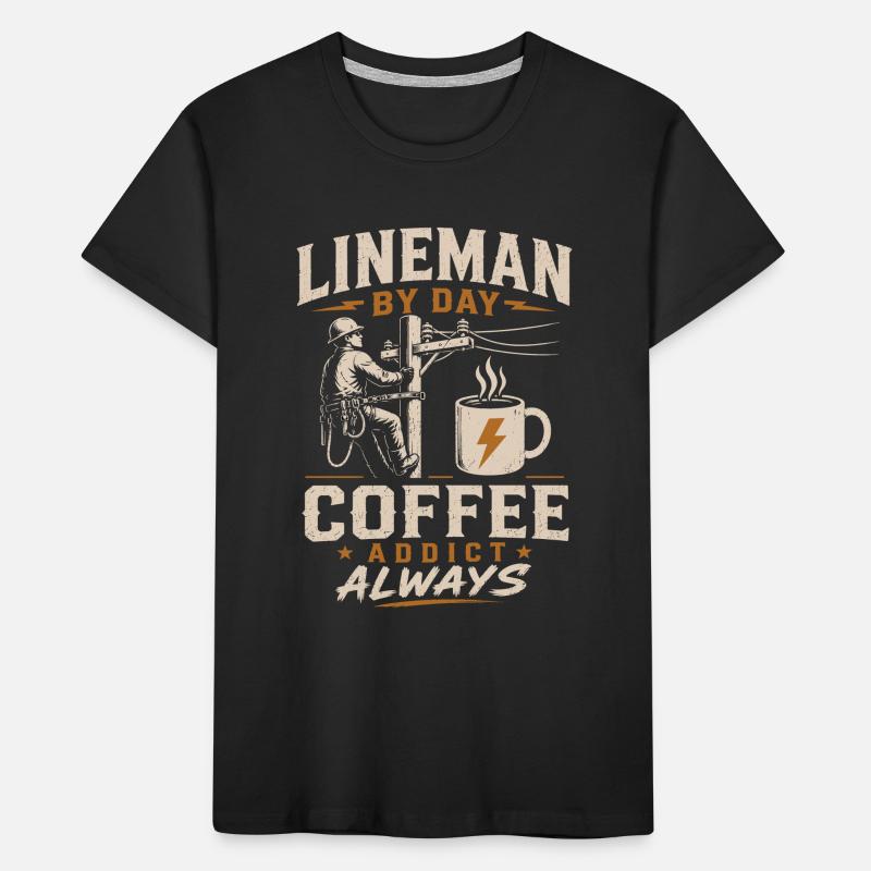 Electricity, Technician, Coffee, Cable, Work Kids' Premium Organic T-Shirt