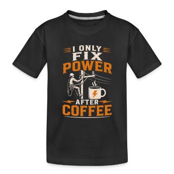 Electrician Coffee Voltage Cable Technology - Kids' Premium Organic T-Shirt - black - Front