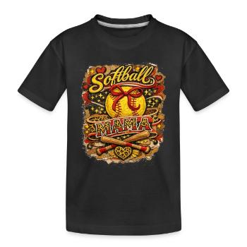 Softball Mom Bow Leopard Sport Design - Kids' Premium Organic T-Shirt - black - Front