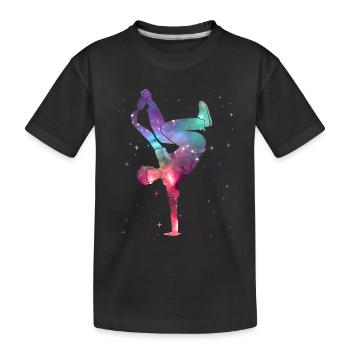 Breakdancing Breakdancer Weltraum Breakdance - Kinder Premium Bio T-Shirt - Schwarz - Vorne