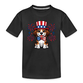 Beagle Patriot Süßer Hund Independence Day USA - Kinder Premium Bio T-Shirt - Schwarz - Vorne