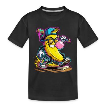 Design de banane dessinée Bubblegum Baseball Cool - T-shirt bio Premium Enfant - noir - Devant