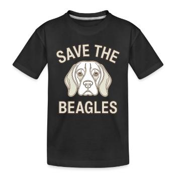Save the Beagles - Kids' Premium Organic T-Shirt - black - Front
