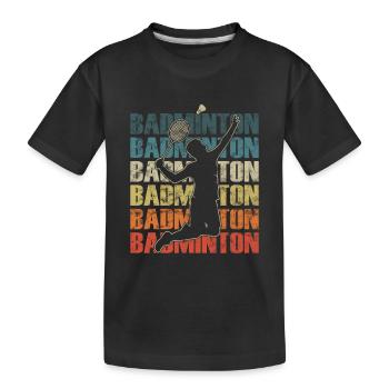 Un joueur de badminton smash dans un style rétro - T-shirt bio Premium Enfant - noir - Devant