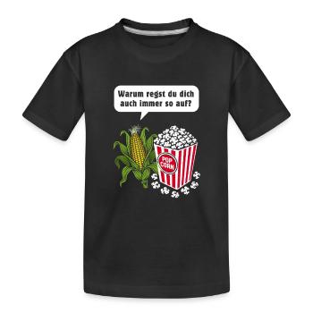 Mais & Popcorn Wortwitz - Kinder Premium Bio T-Shirt - Schwarz - Vorne