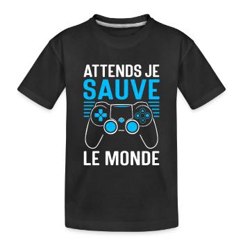 Gamer Jeux Vidéo Cadeau humour personnalisé - T-shirt bio Premium Enfant - noir - Devant