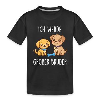 Ich werde Großer Bruder Hund - Kinder Premium Bio T-Shirt - Schwarz - Vorne