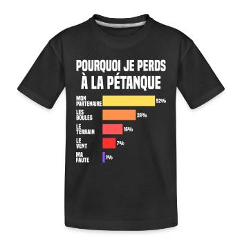 Pétanque Humour Bouliste Joueur de Pétanque papa - T-shirt bio Premium Enfant - noir - Devant