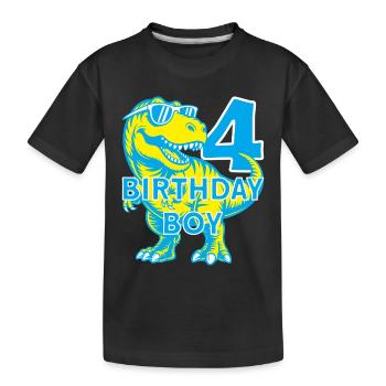 DINO 4 ANS DINOSAURE 4E ANNIVERSAIRE - T-shirt bio Premium Enfant - noir - Devant