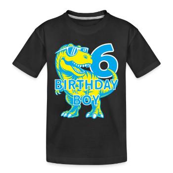 DINO 6 ANS DINOSAURE 6E ANNIVERSAIRE - T-shirt bio Premium Enfant - noir - Devant