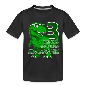 DINO 3 YEARS DINOSAUR 3RD BIRTHDAY - Kids' Premium Organic T-Shirt - black - Front