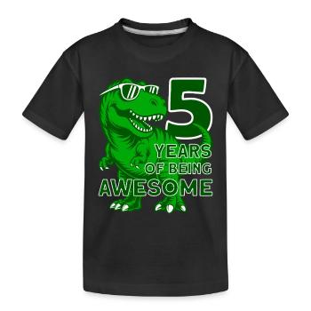 DINO 5 JAHRE DINOSAURIER 5. GEBURTSTAG - Kinder Premium Bio T-Shirt - Schwarz - Vorne
