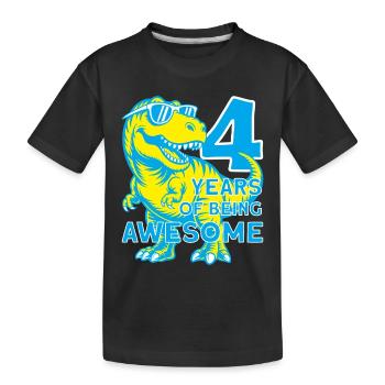 DINO 4 ANS DINOSAURE 4E ANNIVERSAIRE - T-shirt bio Premium Enfant - noir - Devant