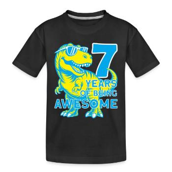 DINO 7 ANS DINOSAURE 7E ANNIVERSAIRE - T-shirt bio Premium Enfant - noir - Devant