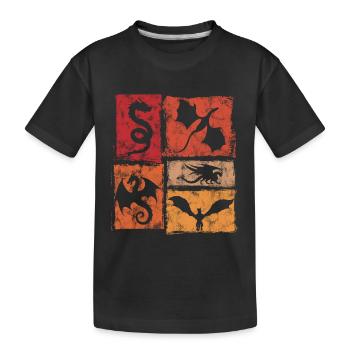 Drachen - Mystische Fabelwesen - Retro - Kinder Premium Bio T-Shirt - Schwarz - Vorne