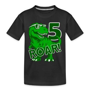 DINO 5 JAHRE DINOSAURIER 5. GEBURTSTAG - Kinder Premium Bio T-Shirt - Schwarz - Vorne