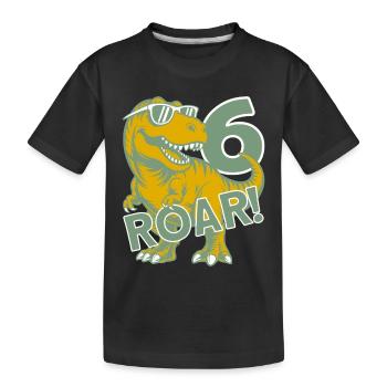 DINO 6 ANS DINOSAURE 6E ANNIVERSAIRE - T-shirt bio Premium Enfant - noir - Devant