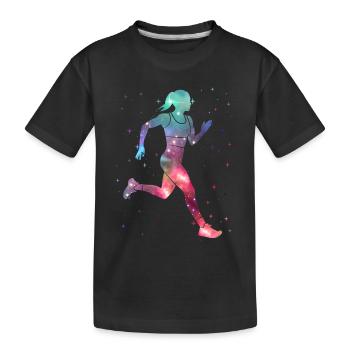 Running Jogging Space Ladies Girl Runner - Kids' Premium Organic T-Shirt - black - Front