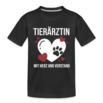 Tierärztin Mit Herz Und Verstand Tiere - Kinder Premium Bio T-Shirt - Schwarz - Vorne