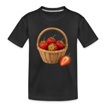 Ein Erdbeerkorb Obst und Früchte Erdbeeren - Kinder Premium Bio T-Shirt - Schwarz - Vorne