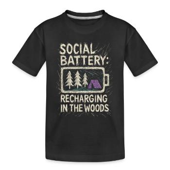 Soziale Batterie aufladen im Wald - Kinder Premium Bio T-Shirt - Schwarz - Vorne