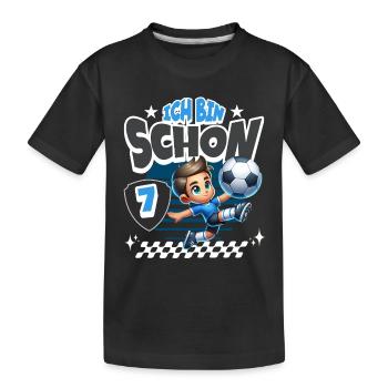 7. Geburtstag Fußball - Kinder Premium Bio T-Shirt - Schwarz - Vorne