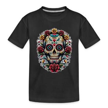 Crâne en sucre - T-shirt bio Premium Enfant - noir - Devant
