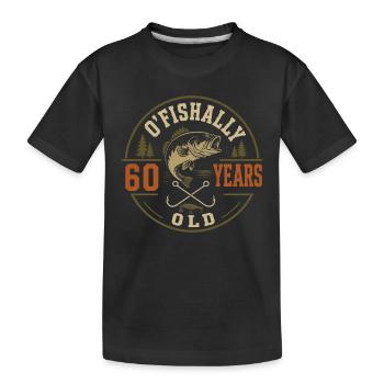 Officiellement 60 Ans | Humour Anniversaire Pêche - T-shirt bio Premium Enfant - noir - Devant