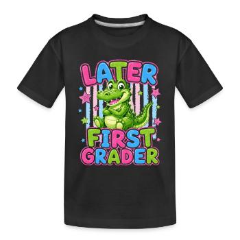 Au Revoir Le CP Bonjour Le CE1 | Crocodile Mignon - T-shirt bio Premium Enfant - noir - Devant