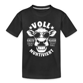 Voll Muhtiviert | Coole Kuh | Erste Klase - Kinder Premium Bio T-Shirt - Schwarz - Vorne