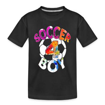 4 JAHRE FUßBALLER NUMMER 4 FUßBALL 4. GEBURTSTAG - Kinder Premium Bio T-Shirt - Schwarz - Vorne