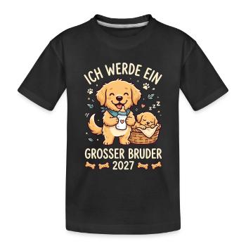 Ich Werde Großer Bruder 2027 Hund - Kinder Premium Bio T-Shirt - Schwarz - Vorne