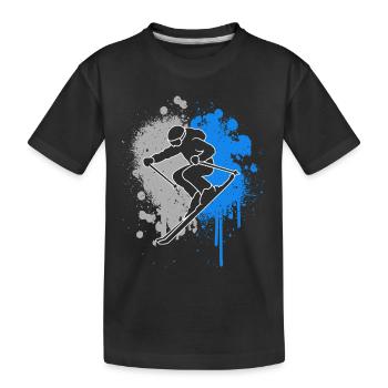 Skieurs Éclaboussures de couleur Enfants Skis garçons Skis - T-shirt bio Premium Enfant - noir - Devant