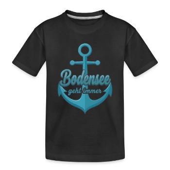 Bodensee geht immer mit dem Schiff Anker Kapitän - Kinder Premium Bio T-Shirt - Schwarz - Vorne